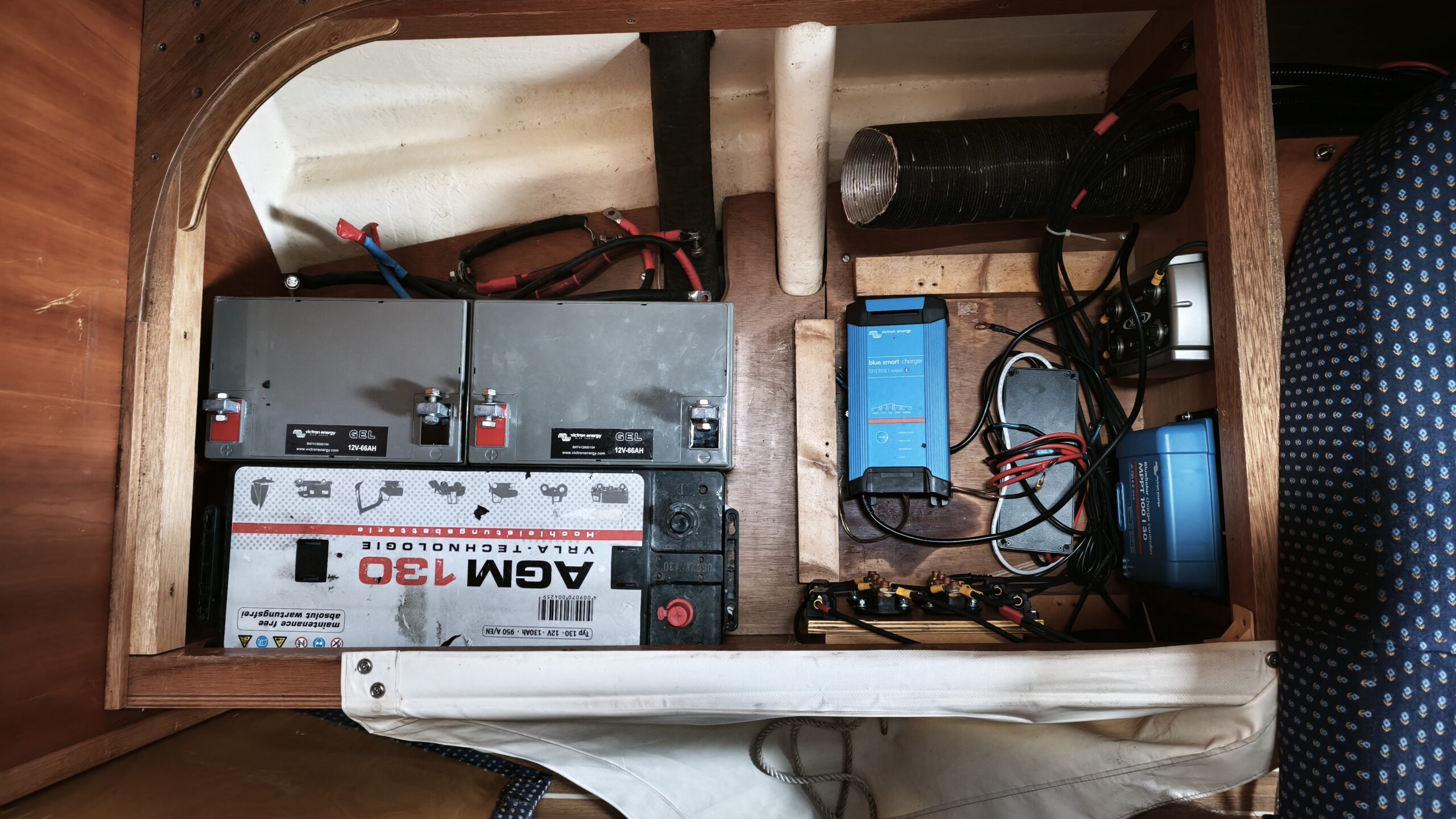 Existing battery installation and electrical cabling inspected aboard PRANIS