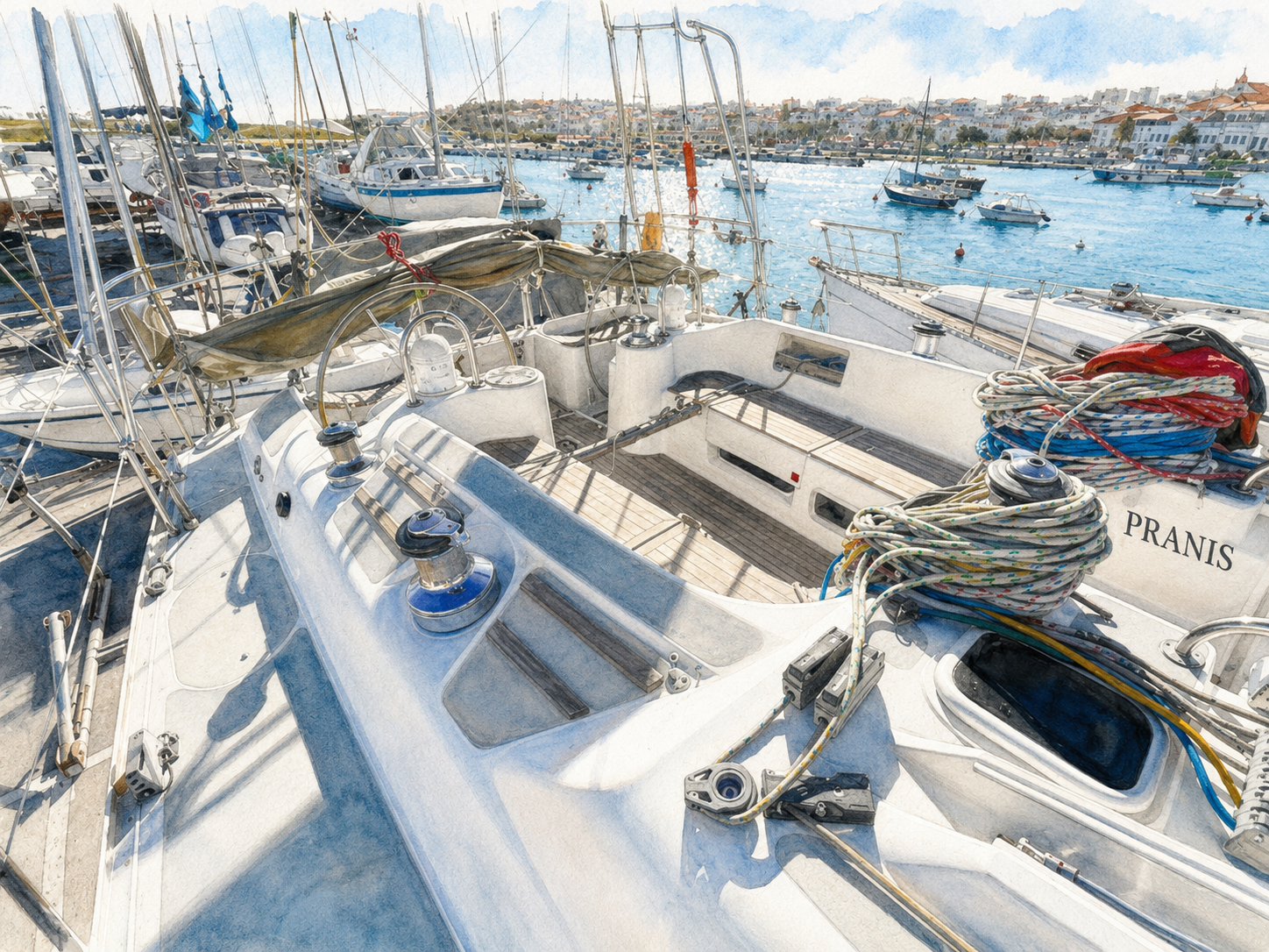 Deck details and fittings on PRANIS