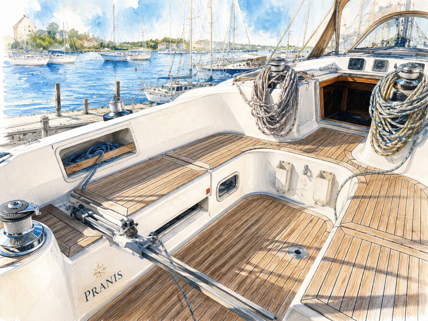 A quiet sunny moment in the cockpit aboard PRANIS