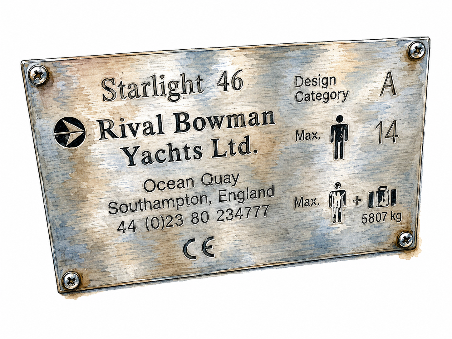 Technical identification plate aboard PRANIS